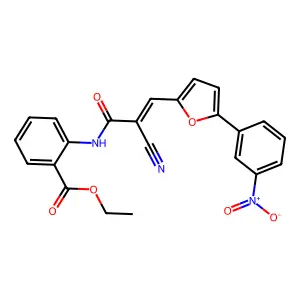 (E)-ethyl 2-(2-cyano-3-(5-(3-nitrophenyl)furan-2-yl)acrylamido)benzoate structure