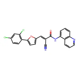 (E)-2-cyano-3-[5-(2,4-dichlorophenyl)furan-2-yl]-N-quinolin-5-ylprop-2-enamide structure