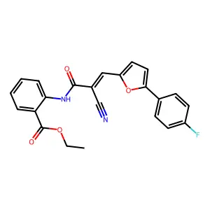 (E)-ethyl 2-(2-cyano-3-(5-(4-fluorophenyl)furan-2-yl)acrylamido)benzoate structure