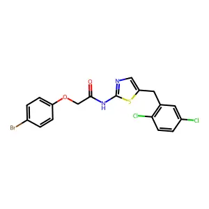 2-(4-bromophenoxy)-N-[5-(2,5-dichlorobenzyl)-1,3-thiazol-2-yl]acetamide structure