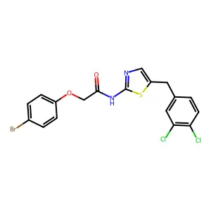 2-(4-bromophenoxy)-N-[5-(3,4-dichlorobenzyl)-1,3-thiazol-2-yl]acetamide structure