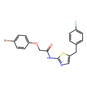 2-(4-bromophenoxy)-N-[5-(4-fluorobenzyl)-1,3-thiazol-2-yl]acetamide structure