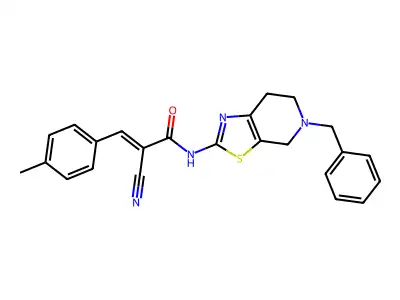 (2E)-2-cyano-3-(4-methylphenyl)-N-[5-benzyl(4,5,6,7-tetrahydro-1,3-thiazolo[5, 4-c]pyridin-2-yl)]prop-2-enamide structure