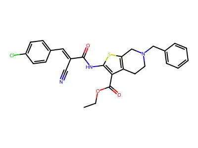 ethyl 2-[(2E)-3-(4-chlorophenyl)-2-cyanoprop-2-enoylamino]-6-benzyl-4,5,6,7-te trahydrothiopheno[2,3-c]pyridine-3-carboxylate structure