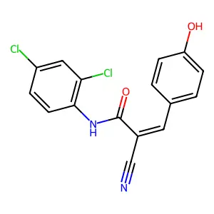 (E)-2-cyano-N-(2,4-dichlorophenyl)-3-(4-hydroxyphenyl)prop-2-enamide structure