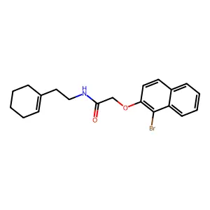 2-[(1-bromo-2-naphthyl)oxy]-N-[2-(1-cyclohexen-1-yl)ethyl]acetamide structure