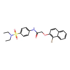 2-[(1-bromo-2-naphthyl)oxy]-N-{4-[(diethylamino)sulfonyl]phenyl}acetamide structure