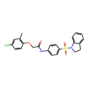 2-(4-chloro-2-methylphenoxy)-N-[4-(2,3-dihydro-1H-indol-1-ylsulfonyl)phenyl]acetamide structure