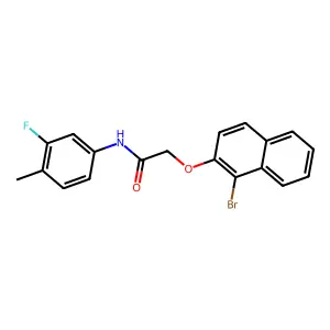 2-[(1-bromo-2-naphthyl)oxy]-N-(3-fluoro-4-methylphenyl)acetamide structure