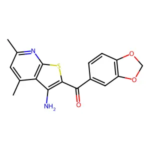 (3-Amino-4,6-dimethylthieno[2,3-b]pyridin-2-yl)(1,3-benzodioxol-5-yl)methanone structure