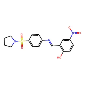 4-Nitro-2-({[4-(1-pyrrolidinylsulfonyl)phenyl]imino}methyl)phenol structure