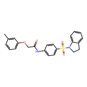 N-[4-(2,3-dihydro-1H-indol-1-ylsulfonyl)phenyl]-2-(3-methylphenoxy)acetamide structure