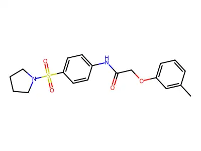 2-(3-methylphenoxy)-N-(4-pyrrolidin-1-ylsulfonylphenyl)acetamide structure
