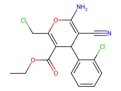 ethyl 6-amino-2-(chloromethyl)-4-(2-chlorophenyl)-5-cyano-4H-pyran-3-carboxylate structure