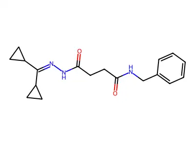 N-benzyl-4-[2-(dicyclopropylmethylene)hydrazino]-4-oxobutanamide structure