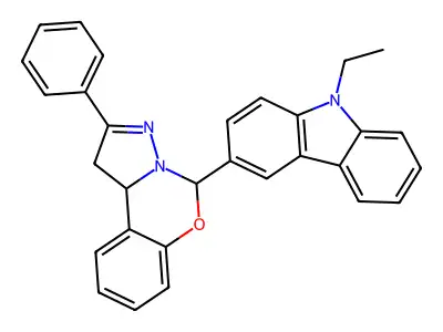 5-(9-ethyl-9H-carbazol-3-yl)-2-phenyl-1,10b-dihydropyrazolo[1,5-c][1,3]benzoxazine structure