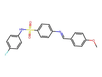 N-(4-fluorophenyl)-4-{[(E)-(4-methoxyphenyl)methylidene]amino}benzenesulfonamide structure