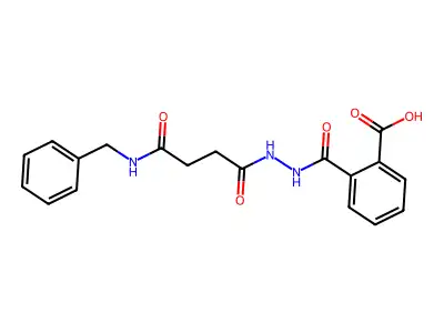 2-(N-{3-[N-benzylcarbamoyl]propanoylamino}carbamoyl)benzoic acid structure