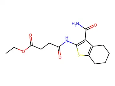 ethyl 4-[(3-carbamoyl-4,5,6,7-tetrahydro-1-benzothiophen-2-yl)amino]-4-oxobutanoate structure