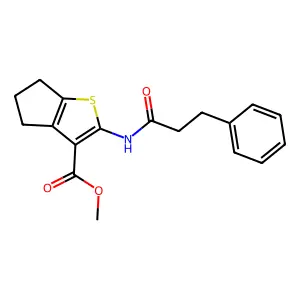 methyl 2-[(3-phenylpropanoyl)amino]-5,6-dihydro-4H-cyclopenta[b]thiophene-3-carboxylate structure