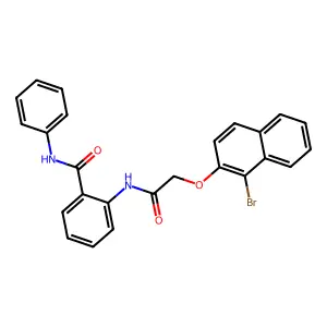 2-({[(1-bromo-2-naphthyl)oxy]acetyl}amino)-N-phenylbenzamide structure