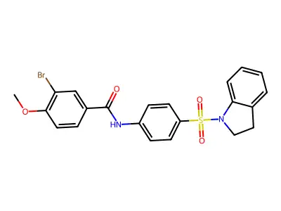 3-bromo-N-[4-(2,3-dihydroindol-1-ylsulfonyl)phenyl]-4-methoxybenzamide structure