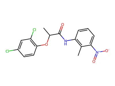 2-(2,4-dichlorophenoxy)-N-(2-methyl-3-nitrophenyl)propanamide structure