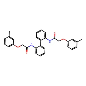 2-(3-methylphenoxy)-N-[2-[2-[[2-(3-methylphenoxy)acetyl]amino]phenyl]phenyl]acetamide structure