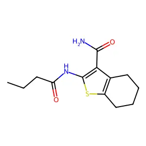 2-(Butanoylamino)-4,5,6,7-tetrahydro-1-benzothiophene-3-carboxamide structure
