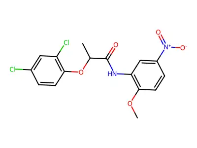 2-(2,4-dichlorophenoxy)-N-(2-methoxy-5-nitrophenyl)propanamide structure