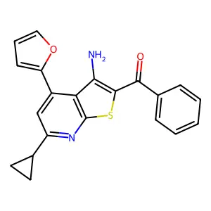 (3-Amino-6-cyclopropyl-4-(furan-2-yl)thieno[2,3-b]pyridin-2-yl)(phenyl)methanone structure