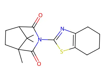 1,8,8-trimethyl-3-(4,5,6,7-tetrahydro-1,3-benzothiazol-2-yl)-3-azabicyclo[3.2.1]octane-2,4-dione structure