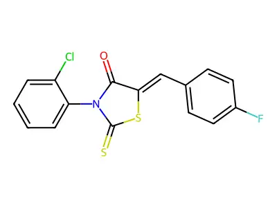 (5Z)-3-(2-chlorophenyl)-5-(4-fluorobenzylidene)-2-thioxo-1,3-thiazolidin-4-one structure