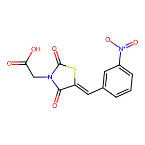 (5-{3-Nitrobenzylidene}-2,4-dioxo-1,3-thiazolidin-3-yl)acetic acid structure