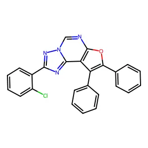 2-(2-Chlorophenyl)-8,9-diphenylfuro[3,2-e][1,2,4]triazolo[1,5-c]pyrimidine structure