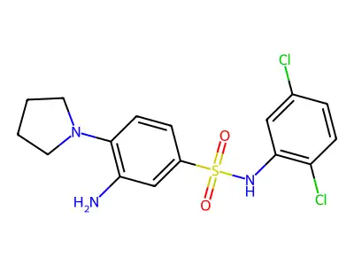 3-amino-N-(2,5-dichlorophenyl)-4-(pyrrolidin-1-yl)benzene-1-sulfonamide structure