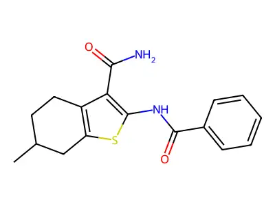 2-Benzamido-6-methyl-4,5,6,7-tetrahydro-1-benzothiophene-3-carboxamide structure