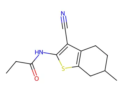 N-(3-cyano-6-methyl-4,5,6,7-tetrahydro-1-benzothiophen-2-yl)propanamide structure