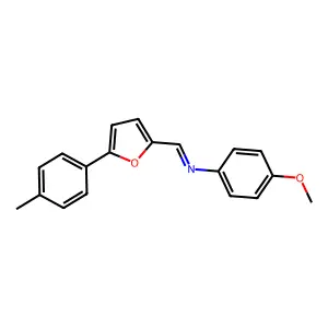 (4-Methoxy-phenyl)-(5-p-tolyl-furan-2-ylmethylene)-amine structure