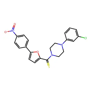 (4-(3-Chlorophenyl)piperazin-1-yl)(5-(4-nitrophenyl)furan-2-yl)methanethione structure