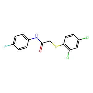 2-(2,4-dichlorophenyl)sulfanyl-N-(4-fluorophenyl)acetamide structure