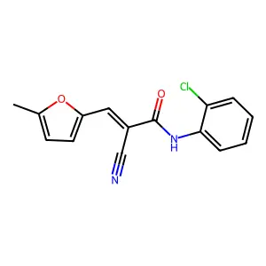 (2E)-N-(2-chlorophenyl)-2-cyano-3-(5-methylfuran-2-yl)prop-2-enamide structure