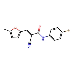 (2E)-N-(4-bromophenyl)-2-cyano-3-(5-methylfuran-2-yl)prop-2-enamide structure
