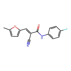 (2E)-2-cyano-N-(4-fluorophenyl)-3-(5-methylfuran-2-yl)prop-2-enamide structure