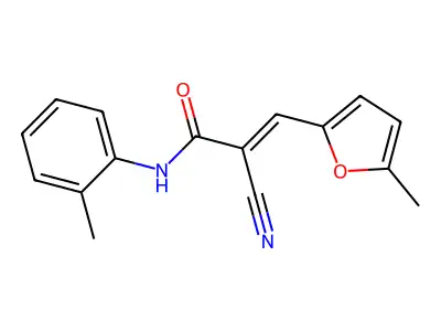 (2E)-2-cyano-3-(5-methylfuran-2-yl)-N-(2-methylphenyl)prop-2-enamide structure