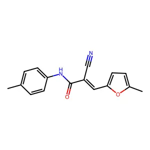 (2E)-2-cyano-3-(5-methylfuran-2-yl)-N-(4-methylphenyl)prop-2-enamide structure