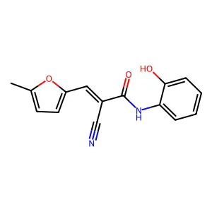 (E)-2-cyano-N-(2-hydroxyphenyl)-3-(5-methylfuran-2-yl)acrylamide structure