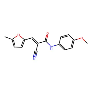 (2E)-2-cyano-N-(4-methoxyphenyl)-3-(5-methylfuran-2-yl)prop-2-enamide structure