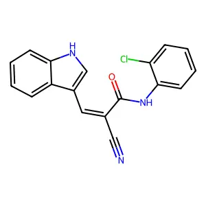 (E)-N-(2-chlorophenyl)-2-cyano-3-(1H-indol-3-yl)acrylamide structure