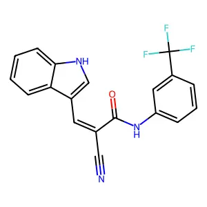 (E)-2-cyano-3-(1H-indol-3-yl)-N-(3-(trifluoromethyl)phenyl)acrylamide structure